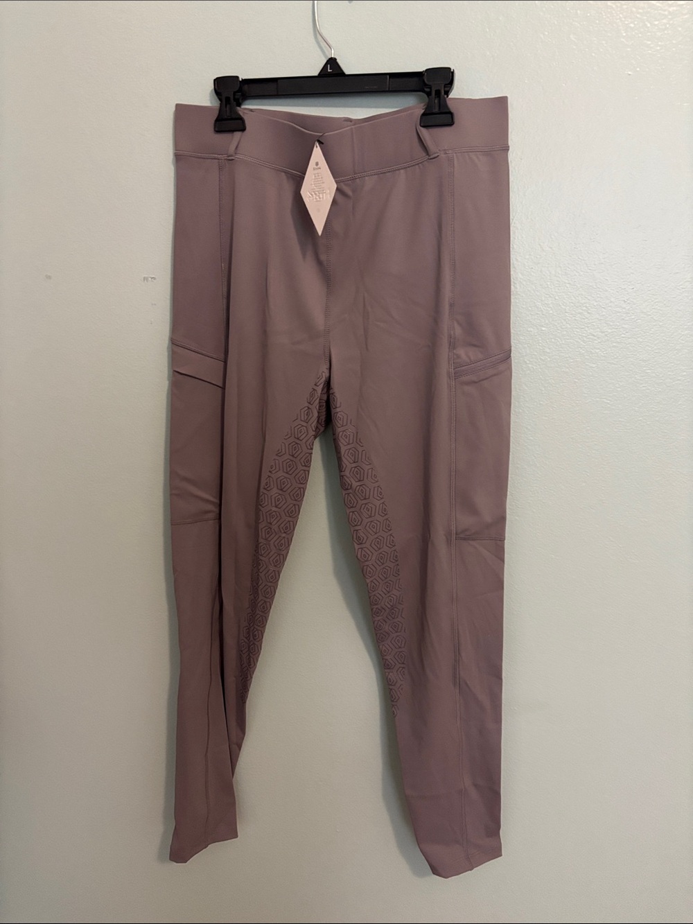 Mauve/Grey High-Waist equestrian Leggings with Grip Panels